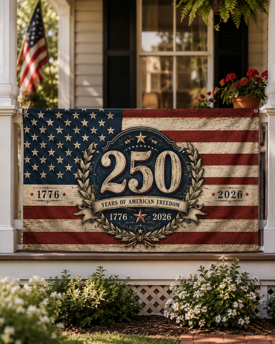 250 Years American Flag Banner — 1776–2026 Patriotic Celebration Flag