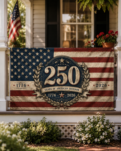 250 Years American Flag Banner — 1776–2026 Patriotic Celebration Flag