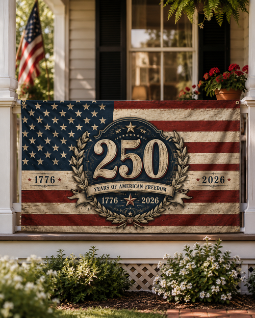 250 Years American Flag Banner — 1776–2026 Patriotic Celebration Flag