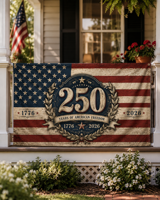 250 Years American Flag Banner — 1776–2026 Patriotic Celebration Flag