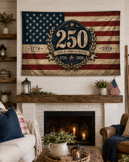 250 Years American Flag Banner — 1776–2026 Patriotic Celebration Flag